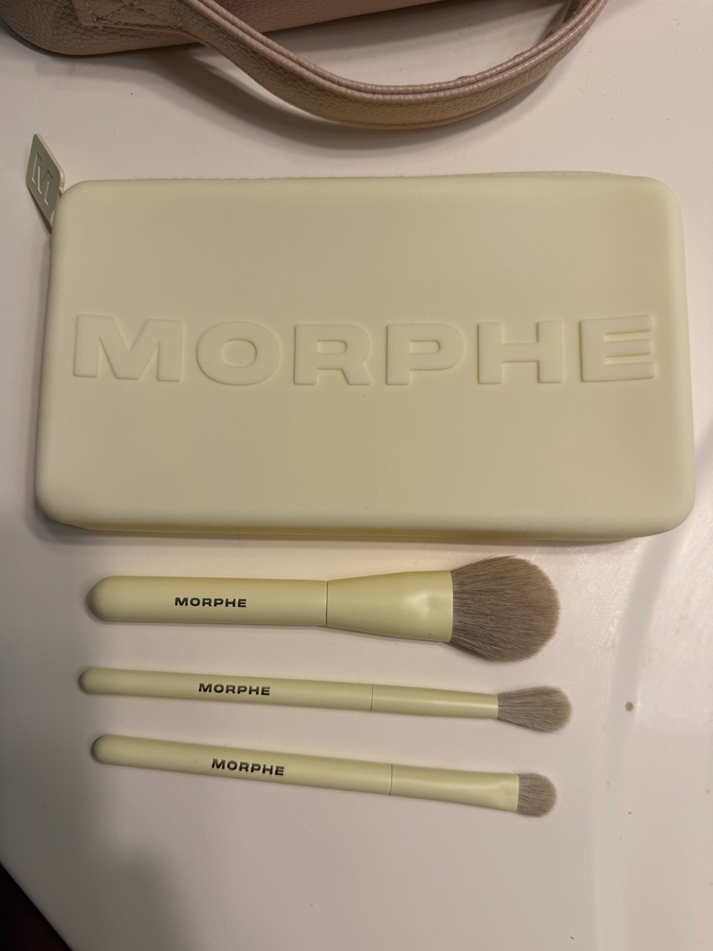 Morphe Pale Yellow 3-Piece Travel Brush Set with Matching Case